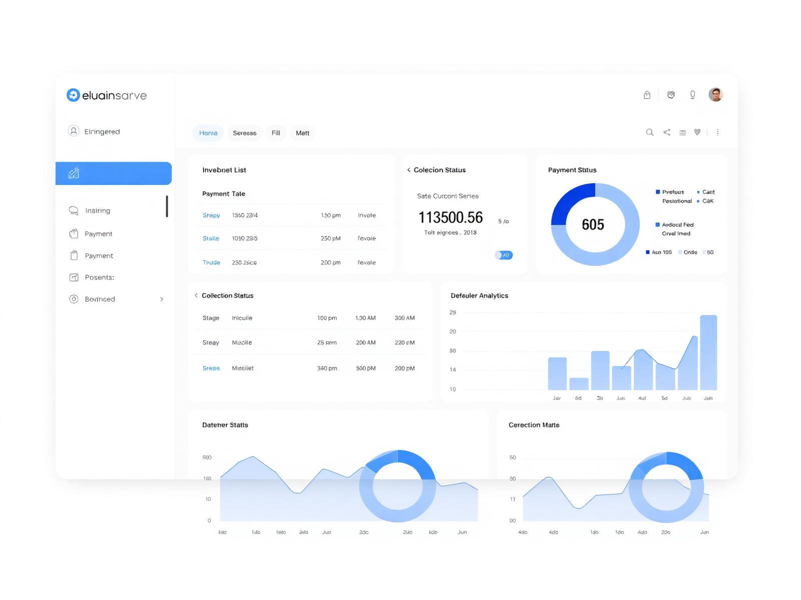 Fee management dashboard with invoices, collection and defaulter analytics
