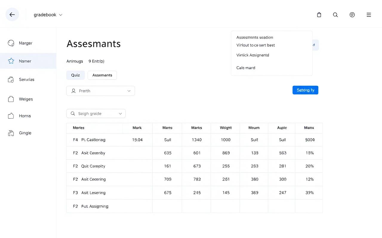Assessments & Gradebook module preview with built-in AI